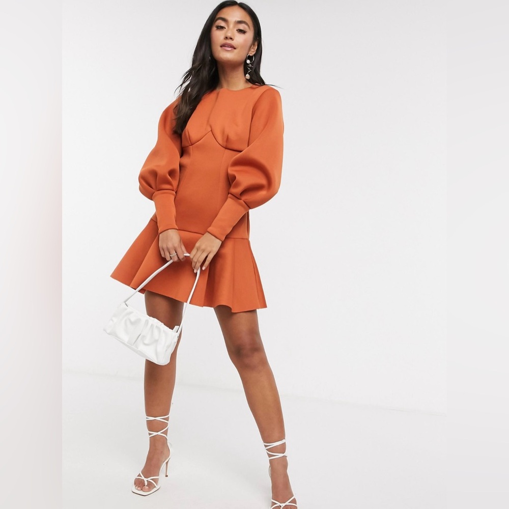 ASOS Mini Open Back Dress in Rust